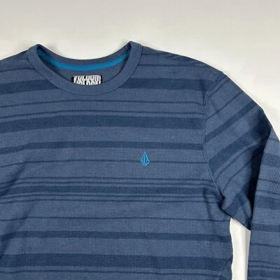Volcom Black Blue Stripe Pullover Long Sleeves Men’s Large Skater Surfer Hipster - Image 1 of 4