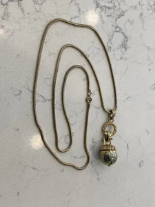 Vintage Acorn Pendant Necklace Gold Tone Snake Chain Long Necklace 33.5 Inches  - Picture 1 of 11