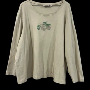 Quaker Factory Womens T-Shirt 3X Sequined Beaded 100% Cotton Pinecone - Picture 1 of 4