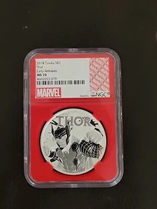 2018 Tuvalu Thor 1oz .9999 Silver Coin First Releases NGC MS 70 Marvel Label - Picture 1 of 3
