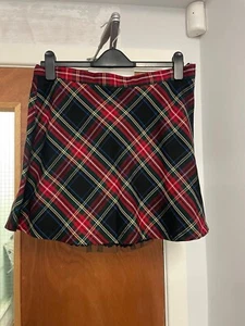 Hell Bunny Tartan Pinafore Skirt UK L waist 32" CHARITY SALE - Picture 1 of 2