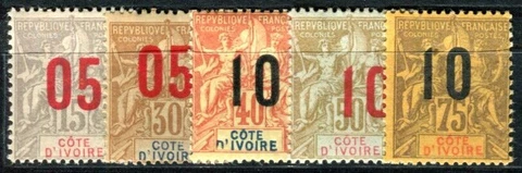 COTE D IVORY 1912 Yvert 36-40 * PRINTS (F3565 Cover