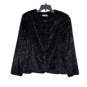 KATE HILL Jacket Women Medium Black Plush Snap Front Pockets Soft - Picture 1 of 5