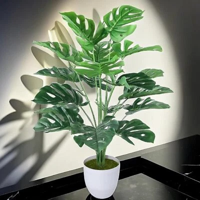 2PCS Artificial Plants in Pot Fake Palm Tall Tree Tropical Leaves Faux Potted - Image 1 of 4