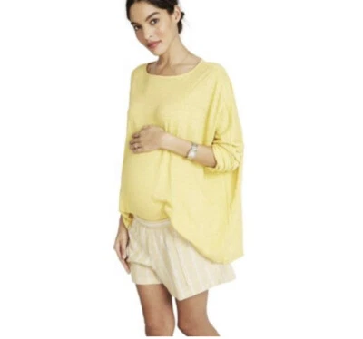 HATCH- The Linen Long Sleeve T-Shirt Yellow Oversized Pregnancy Maternity - Image 1 of 4