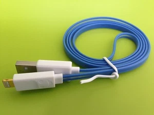 3FT USB iPhone 13/12/11/X/8/7/6 LED Flat Charger Cable with Blue Lights - Picture 1 of 22