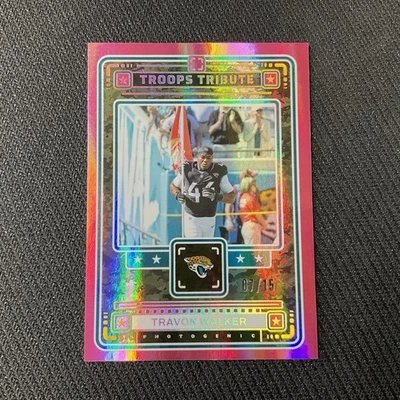 TRAVON WALKER Pink Holo Troops Tribute 07/15  2024 Panini Photogenic Football BK - Image 1 of 3