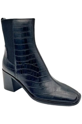 Donald Pliner Women's Kath Crocco Heeled Ankle Boot Black - Image 1 of 3