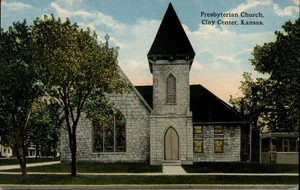 Clay Center,KS Presbyterian Church c1910 Kansas Postcard - Picture 1 of 2