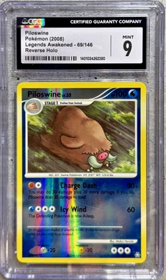 Pokémon Card Piloswine Reverse Holo CGC 9 Mint, Legends Awakened 69/146 2008 (1) - Image 1 of 4