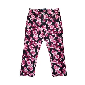 Vigoss Girls Youth Elastic Waistband Pink Floral 5 Pocket Capri Pants Size 10 - Picture 1 of 11