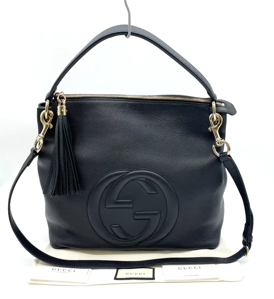 Auth Gucci Soho Tassel Leather Black 2Way Shoulder Hand Bag W/Dustbag NS050712 - Image 1 of 4