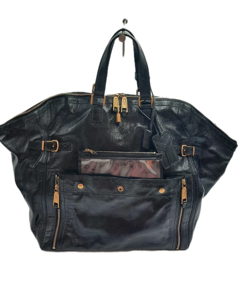 Bolso de mano YSL Saint Laurent Downtown tamaño extra grande charol negro. Foto 1 de 4