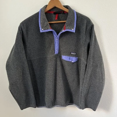 Vintage 90s Patagonia Made in USA Fleece Synchilla Gray Purple Mens Large - Image 1 of 4