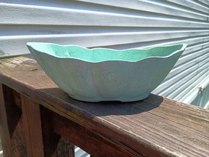 Vintage McCoy Floraline Planter Green Speckled Ceramic Pottery 11x5 - Picture 1 of 8
