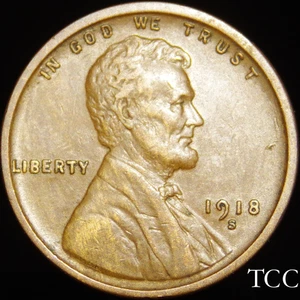 1918 S LINCOLN CENT ~ GORGEOUS ORIGINAL SAN FRANCISCO 1c WHEAT PENNY ~ TCC - Picture 1 of 4