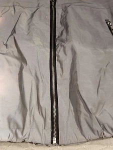 FOREVER 21 Silver Sparkle Holographic Reflective Mini Front Zip Skirt Large - Picture 1 of 11