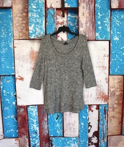 Women's Sparkle & Fade Sweater Top Lightweight Marled Print LARGE Gray - Picture 1 of 11
