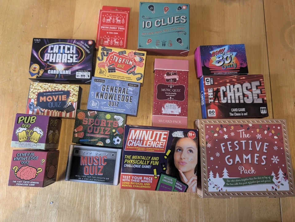 Huge Quiz & Card Game Bundle – Catch Phrase, The Chase, 80s Quiz Pub Quiz & More - Image 1 of 1