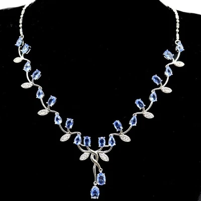 Nuevo collar de plata de compromiso de mujer de circonita cúbica violeta de 15 g diseñado 19-20" Foto 1 de 2