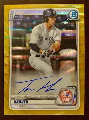 TREVOR HAUVER AUTO 1st 2020 Bowman Chrome GOLD WAVEREFRACTOR /50 - Image 1 of 2