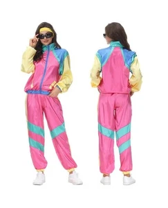 80's Neon Animal Shell Suit Adults Mens Womens 1980s Fancy Dress Costume Outfit - Picture 1 of 1