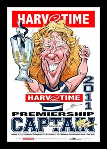 Cameron Ling Geelong 2011 Premiership Captain Harv Time L/E Print Framed - Picture 1 of 1
