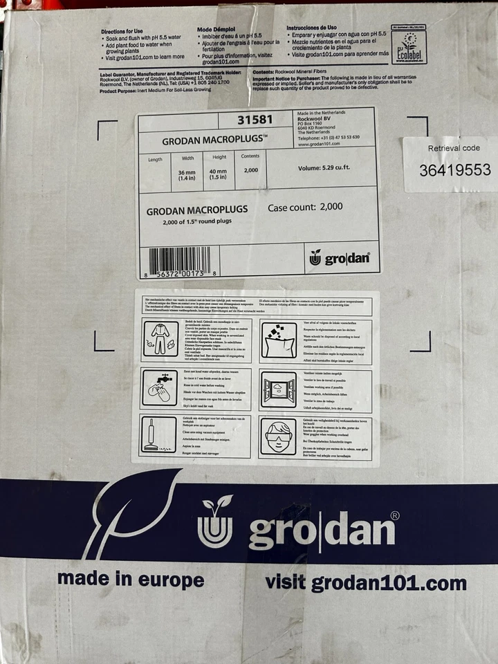 Estuche Grodan Macro Plugs 2.000 unidades Foto 1 de 1