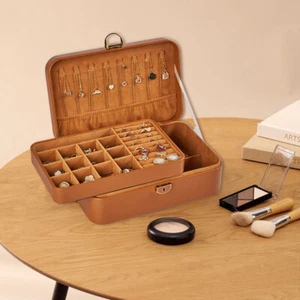 Hochwertiges Schmuckkästchen für Frauen Schmuck Organizer 2 Schichten PU Leder Display - Bild 1 von 11