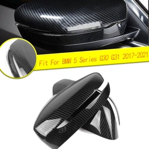 Auto Carbon Fiber Rear View Wing Mirror Cover Cap For BMW 5 Series G30 2017-2021 - Picture 1 of 7