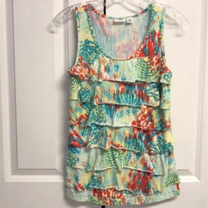 Cato Multi Color Splash Print Ruffle Girls Tank Top Child Size XL - Picture 1 of 4