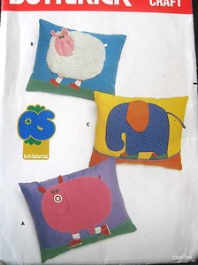Vtg 80s kids room applique animal pillow SHEEP elephant PIG Ruth Scharf - Picture 1 of 1