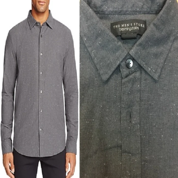 The Men's Bloomingdales Reg Fit Woven Button Down Shirt Grey Neptune M
