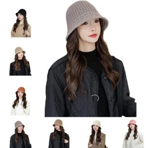 Mujeres Sombrero Cubo Tejido Suave Otoño/Invierno Sombreros Cálidos Gorra de Pescador Colores Sólidos - Imagen 1 de 46