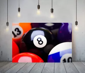 BOLAS DE BILLAR 1 -LIENZO ENMARCADO PROFUNDO ARTE DE PARED DEPORTIVA IMPRESIÓN DE PAPEL DE IMAGEN- ROJO NEGRO - Imagen 1 de 17