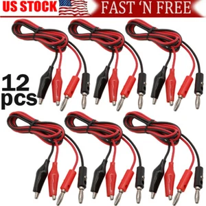 12Pcs Double Ended Crocodile Wire Alligator Clip Electric Test Cable Connector - Picture 1 of 8
