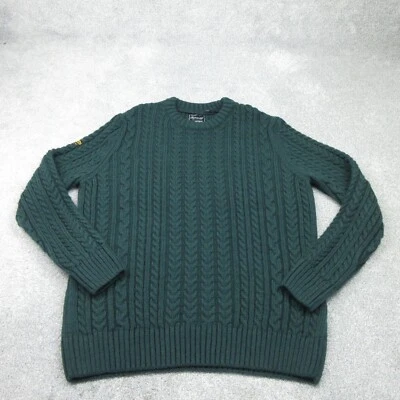 Superdry Jumper Mens Extra Large Green Cable Knit Sweater Pullover Crew Wool - Image 1 of 4