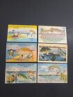 (6) Comic Fishing Vintage Linen Post Cards A1