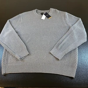 Haggar Crewneck Sweater Ribbed Knit Pullover Casual Heather Gray Men 2XL XXL NWT - Picture 1 of 9