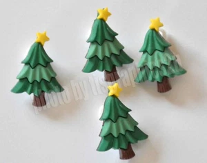 4 Holiday Trees / Buttons Galore / 2-tone Shank Back Christmas Embellishments - Picture 1 of 2