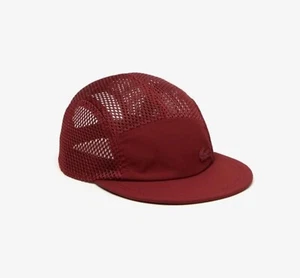 Gorra de béisbol Lacoste de malla de 5 paneles Burdeos unisex talla única nueva PVP £75 sombrero - Imagen 1 de 5