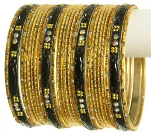 Indische Armbänder Set ethnische traditionelle Armbänder Bollywood Braut Churi 2,10 Gold - Bild 1 von 4