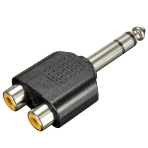 6.35mm 1/4 inch Male Stereo To 2 Dual RCA Female Y Splitter o Adapter ConverteD4 - Picture 1 of 5