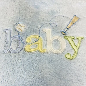 Carters Blue Blanket Embroidered BABY Baseball Bat Plush Fleece 30 x 38 Security - Picture 1 of 5