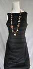 Julia Jordan Little Black Dress Size 6 Sheath Sleeveless & Gold Abalone Necklace
