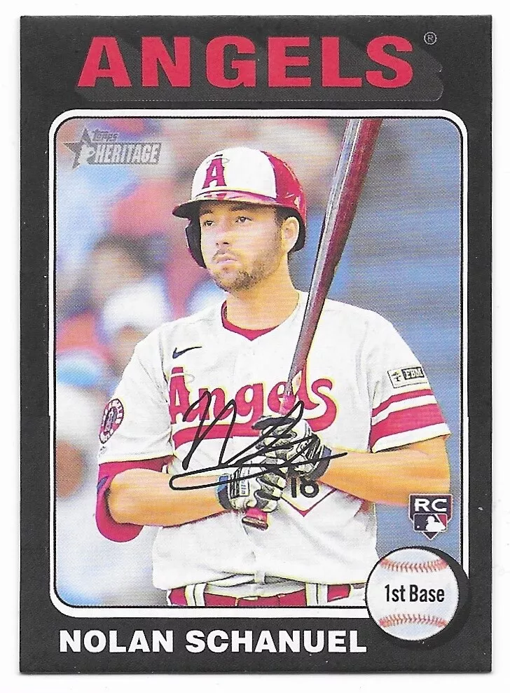2024 Topps Heritage Mini Black Border Nolan Schanuel #32/50 (389) Angels RC