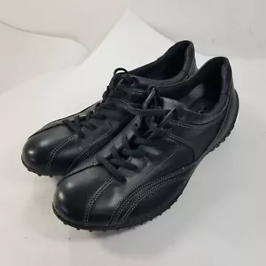 ECCO CHARM BLACK LEATHER SNEAKERS WALKING COMFORT SHOES US WOMENS SZ 7 7.5 EU 38 - Picture 1 of 13
