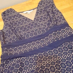 AA Studio Navy Lacework Fitted Top Flare Skirt Dress Geometric Cut Outs Size 8 - Imagen 1 de 12