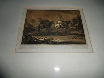 antike Schabkunst von 1696 Kunst gerahmt Pferde,  Chr. Rugendas mezzotint horses - Bild 1 von 4
