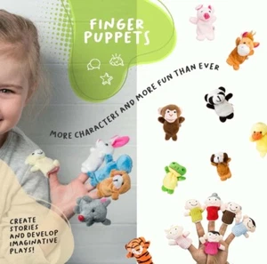 Finger Puppet Set (20-Piece), 6 Family Member and 14 Animal Finger Puppets Plush - Picture 1 of 7